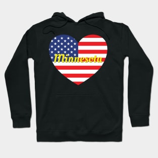 Minnesota American Flag Heart Hoodie